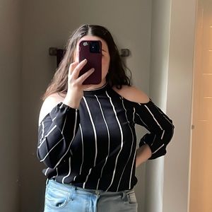 Black pinstriped Charlotte Russe top